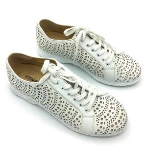 Vaneli Laren lace up perforated leather sneakers